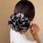 Scrunchie xù bốn lớp vải đàn hồi, kẻ sọc lớn - Phong cách vintage