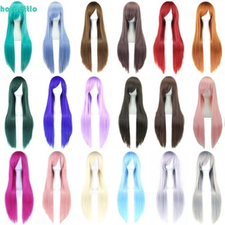 HARRIETTLO Halloween Cosplay Tóc Giả, Tóc Tổng Hợp Dài Gothic 80cm, Chịu Nhiệt Thoáng Khí Tự Nhiên Đỏ Tím Anime Thẳng Tóc Nữ