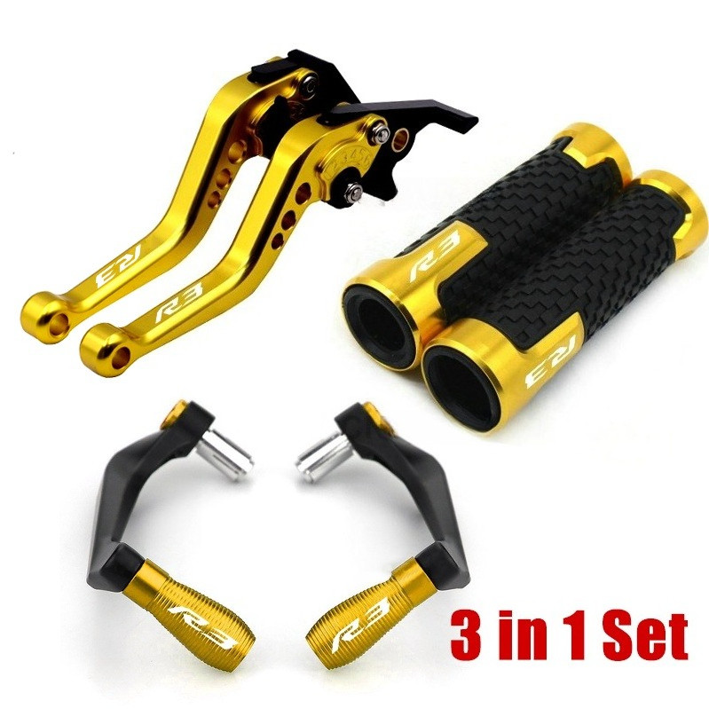 Dành Cho Xe YAMAHA YZF-R3 / R3 V2 2015-2022 Xe Máy CNC Hợp Kim Nhôm 6 Tầng Có Thể Điều Chỉnh Có Thể Gập Lại Phanh & Ly Hợp Đòn Bẩy Có Tay Cầm Và Bộ Bảo Vệ Đòn Bẩy Sửa Đổi Phụ Kiện
