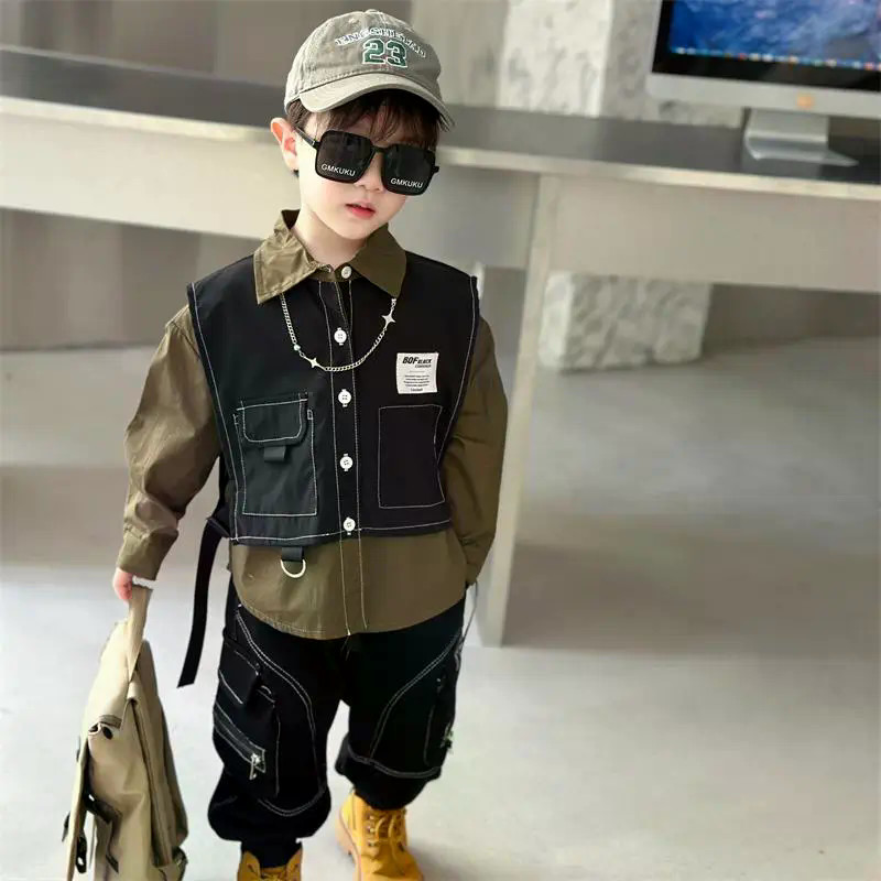 Bé Trai Mùa Thu Phù Hợp Với Bé Denim Vest Hai Mảnh Phiên Bản Hàn Quốc Trẻ Em Phong Cách Hàn Quốc Thời Trang Trẻ Em Quần Áo Trẻ Em Đẹp Trai Hợp Thời Trang
