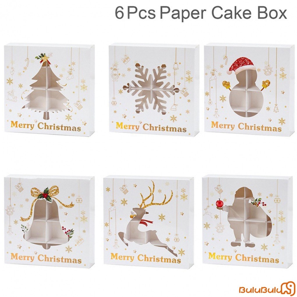 Bộ 6 Món Hộp Kẹo Giáng Sinh Trong Suốt Ông Già Noel / Người Tuyết Hộp Đựng Bánh Giấy