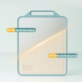 [Mẫu mới] Thớt bọc viền nhựa hai mặt siêu dày, chất liệu inox 304, mặt sau chất liệu nhựa PP kháng khuẩn, chống tràn