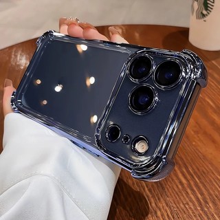 Ốp Chống Sốc Cho iPhone 16 Pro Max 17 Pro Max 14 11 13 12 15 Pro Max 16 Plus 16e 17 Air Trong Suốt Mạ Điện Cứng Vỏ Trong Suốt