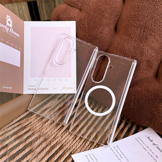 Ốp lưng Acrylic cứng trong suốt cho Samsung Galaxy Z Fold 7/6/5/4, vỏ mỏng chống sốc từ tính