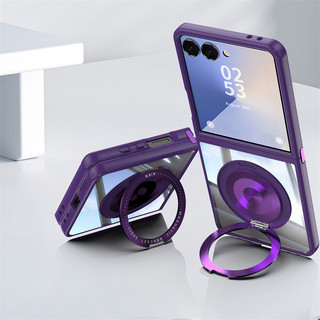 360 Xoay Vòng Kim Loại Acrylic Cứng PC Dành Cho Samsung Z Flip 7 Flip 6 Flip 5 7FE Từ Đứng Bóng Trong Suốt Chống Sốc Vỏ Bảo Vệ