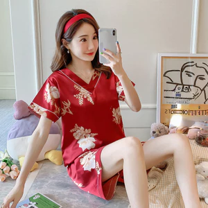 Phụ Nữ Cổ Chữ V Tay Ngắn Loungewear Bộ Rời Thư Giãn Phù Hợp Với Trang Phục Phòng Ngủ Trong Nhà Nghỉ Đêm Hàng Ngày Mặc Ở Nhà