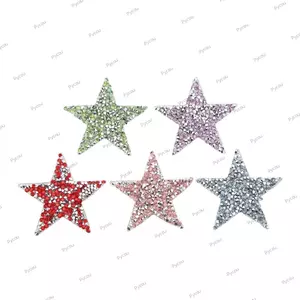 PYCOU 5 Miếng Dán Sắt Ngôi Sao Trên Miếng Dán, Miếng Dán Ngôi Sao Kim Cương Giả Bằng Sắt, Miếng Dán Hình Ngôi Sao Kim Cương Lấp Lánh Sáng Bóng Để Trang Trí Quần Áo