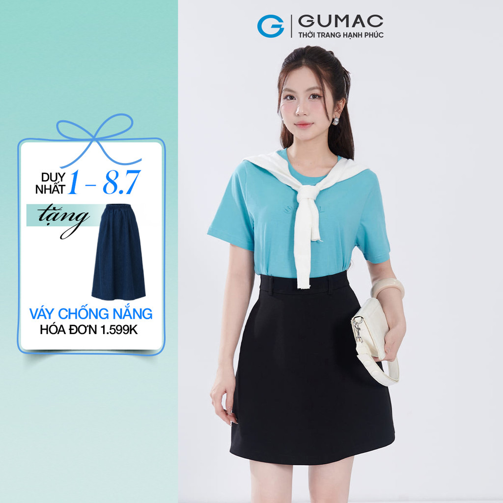 Quần váy nữ form A  GUMAC dây kéo sau có túi vải carolan xược cao cấp SHF06037