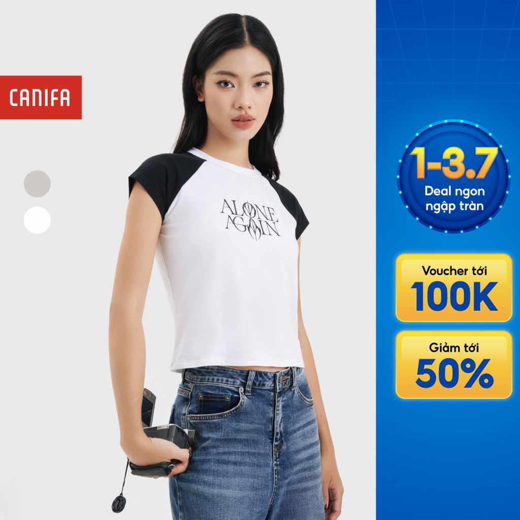 Áo phông nữ CANIFA tay cộc dáng ôm 6TS25S004