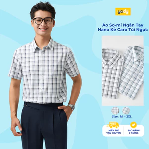 Áo Sơmi Ngắn Tay Nam YODY Vải Nano Kẻ Caro Túi Ngực MOSS25A001