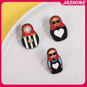 JASMINE Nga Trang Phục Văn Hóa Sưu Tập Men Pin Cổ Điển Nga Làm Tổ Búp Bê Kim Loại Thổ Cẩm Ve Áo Huy Hiệu Trang Sức Quà Tặng Cho Bạn Bè JASMINE