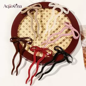 AqToCna Hình Chữ U Nơ Tóc Sti Thời Trang Acrylic Kẹp Tóc Thời Trang Kẹp Tóc Bun Ngọt Ngào Mũ Nữ Kiểu Tóc Bé Gái Phụ Kiện Tóc AqToCna