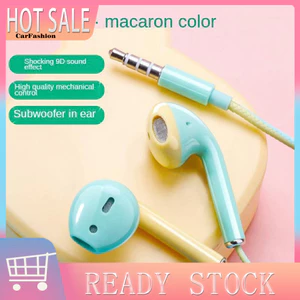 < CarFashion > Tai nghe có dây Hiệu ứng âm thanh nổi có micrô Âm thanh HiFi Tai phẳng Máy nghe nhạc chống nhiễu Màu Macaroon 35mm In-e