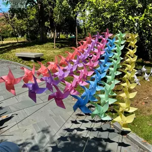 YOLOGO 10 Cái / bộ Cối Xay Gió Hành Lang Vòm, Có Dây Dây Màu Nguyên Chất Đầy Màu Sắc 4 Lá Pinwheels, Nhựa Có Dây Thép Dây Nhiều Màu Sắc Cối Xay Gió Sân Và Sân Vườn