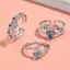 JULYHOT 3 Cái / bộ Nhẫn Trái Tim Opal Màu Xanh Thời Trang Cho Nữ Hoa Mở Nhẫn Đính Đá Ngón Tay Tiệc Cưới Hợp Thời Trang Bé Gái Trang Sức Massivedeals