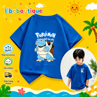 COD✅(HCM) Áo thun trẻ em cotton Blastoise pokemon rùa nước không phai màu thoáng mát mùa hè nhiều màu
