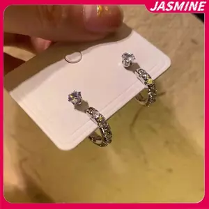 JASMINE 4 Cái / bộ Thời Trang Tinh Tế Pha Lê Zircon Vòng Bông Tai Nữ Bé Gái Hàng Ngày Bông Tai Y2K Phụ Kiện Trang Sức Quà Tặng JASMINE
