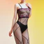 SWSW Gợi Cảm Kẻ Sọc Băng Ren Sling Ống Top Jumpsuit Nữ Fishnet Ren-Up Cám Dỗ Fishnet Vớ Quần Gợi Cảm Giường Hình Ảnh