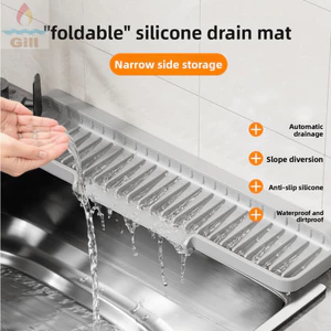 GILL Bồn Rửa Khay Thấm Nước, Tấm Thoát Nước Bồn Rửa Cạnh Nẹp Silicon, Tấm Chống Rỉ Chống Trượt Bồn Rửa Nhà Bếp Cốc Trà Nhà Bếp