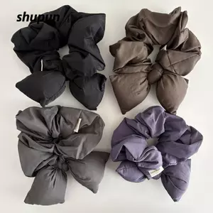 SHUPUN Nơ Scrunchies, Dây buộc tóc dày đàn hồi, Dây buộc tóc đuôi ngựa Cotton màu trơn giữ dây cao su cho bé gái