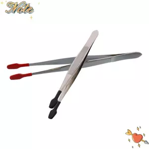 NOTE1 2 Chiếc Nhíp Tipped, Đầu Đen Đỏ Không Marring Đầu Phẳng Bọc Nhíp Mềm, Kẹp Thép Cao Su Đầu Thép Kẹp Thép Điều Khiển Đẹp