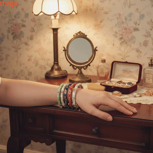 THEGIRL8B Men Họa Tiết Hoa Lắc Tay, Hợp Kim Nhiều Màu Có Sẵn Vintage Hoa Lắc Tay, Thủ Công Mạ Điện Men Cổ Điển Phong Cách Trung Hoa Men Lắc Tay Mặc Hàng Ngày
