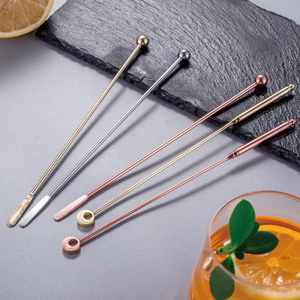 Sáng Tạo ins Dài Uống Trộn Dính Cocktail Cà Phê Lạnh Uống Khuấy Thanh Khuấy Thìa Thép Không Gỉ Khuấy Dính