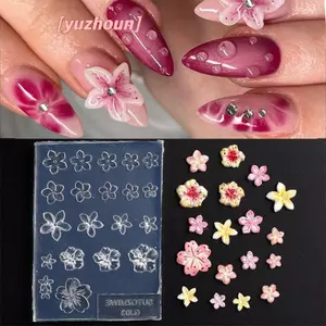 Handmade Diy Frangipani Silicone Nail Art Khuôn Làm Móng Tay Thời Trang Hoa Thiết Kế Móng Tay Nghệ Thuật Khuôn Mẫu Trong Suốt Cao