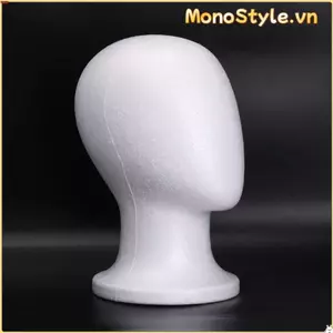 Đầu mannequin xốp Monostyle trắng, ổn định nhẹ để trưng bày tóc giả