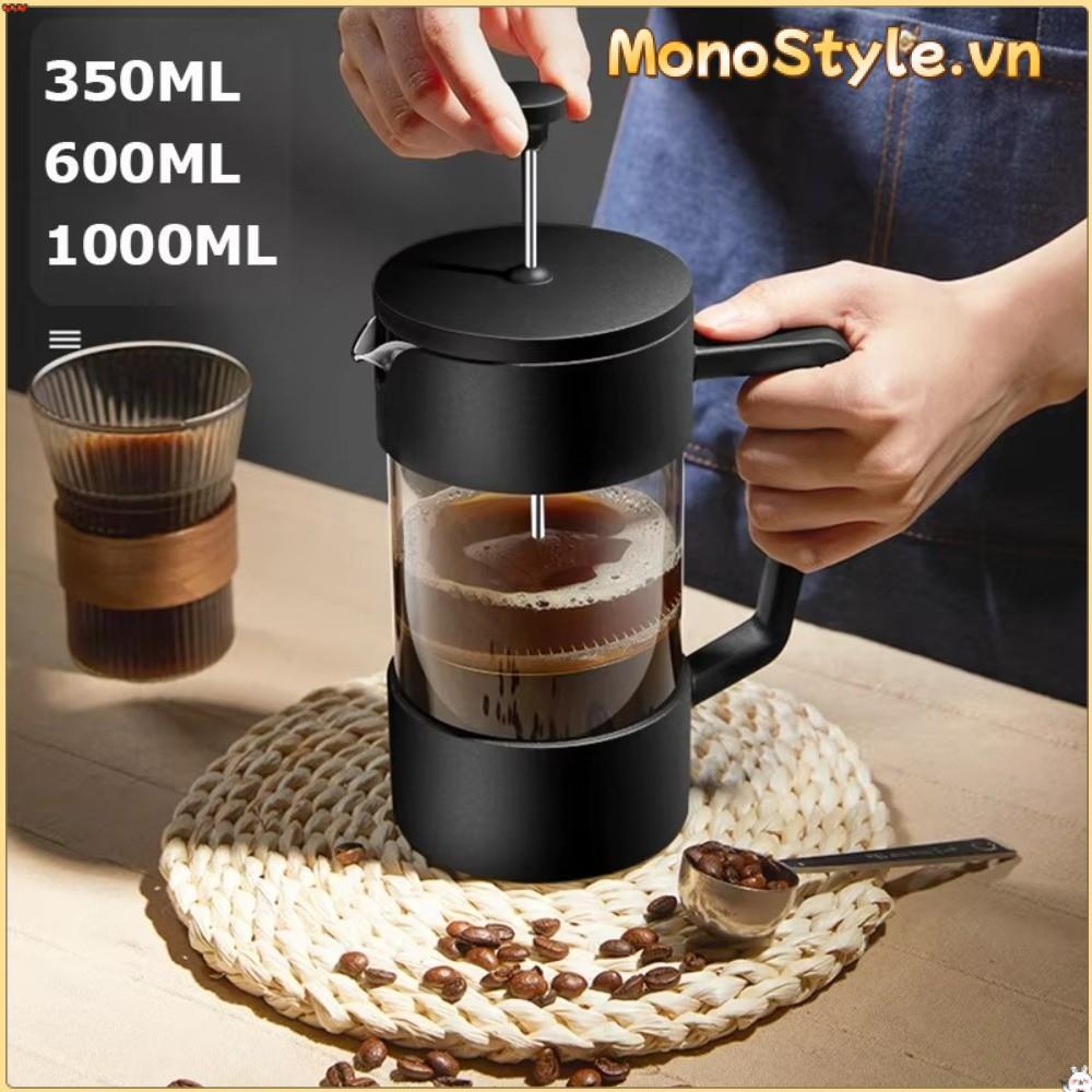 MONOSTYLE French Press Coffee Maker Pot, Borosilicate Glass 350 / 600 / 1000ML Tea Coffee Brewer, Máy pha trà chịu nhiệt
