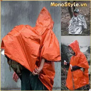 Áo mưa khẩn cấp MONOSTYLE, Áo mưa giữ nhiệt dày màng nhôm, Áo mưa chống thấm nước phản quang đa chức năng di động