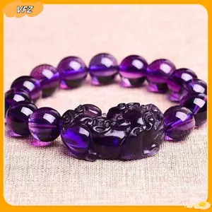 VFZ Thạch Anh Tím Vòng Tay Pixiu Mang Theo Luy Wealth Phong Thủy Trung Quốc Quái Vật Hạt Pha Lê Vòng Tay Dự Tiệc Quà Tặng Sinh Nhật Nam Nữ Louislifecool