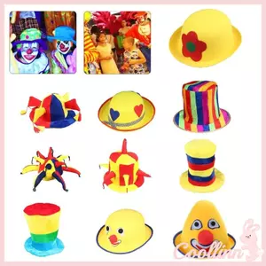 COO Mũ Chú Hề Phẳng Cho Thanh Thiếu Niên Giáng Sinh Người Lớn Trilby Nỉ Lễ Hội Mũ Chú Hề Có Sọc Cầu Vồng Chụp Ảnh Tiếp Liệu
