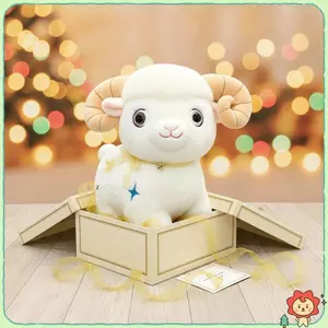 Nhồi Bông Lông Cừu Trắng Sang Trọng Đồ Chơi 1 Vải Mềm Mại An Toàn Cho Da Chuông Vàng Họa Tiết Ngôi Sao Cho Quà Tặng Tặng Tặng