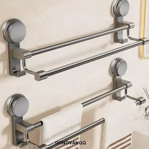 Giá đỡ khăn DONOVANQQ, Giá đựng khăn kiểu cốc hút đơn / đôi, Phụ kiện phòng tắm Tiết kiệm không gian Thanh treo khăn đa chức năng Phòng vệ sinh