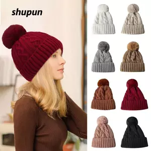 Mũ dệt kim SHUPUN, Bảo vệ tai Mũ beanie dày, Mũ beanie chống gió màu trơn ấm áp dành cho nữ