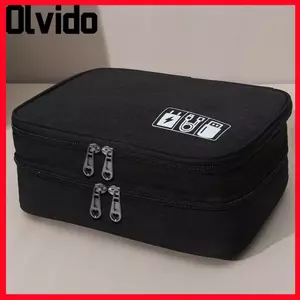 Túi đựng dụng cụ làm tóc OLVIDO, Túi sắp xếp dụng cụ cắt tóc chịu nước dung tích lớn, Túi đựng dụng cụ cắt tóc kép 3 lớp du lịch Túi lưu trữ kỹ thuật số Phụ kiện tạo kiểu tóc