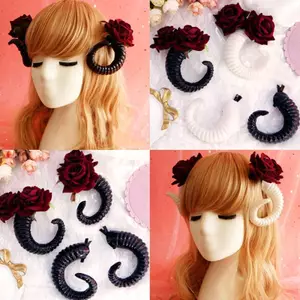 Devil Horn Hair Barrettes Cosplay Cừu Sừng Kẹp Tóc Trang Phục Chống Đỡ Phụ Kiện Tóc Trang Trí Tiệc Halloween [Mina]