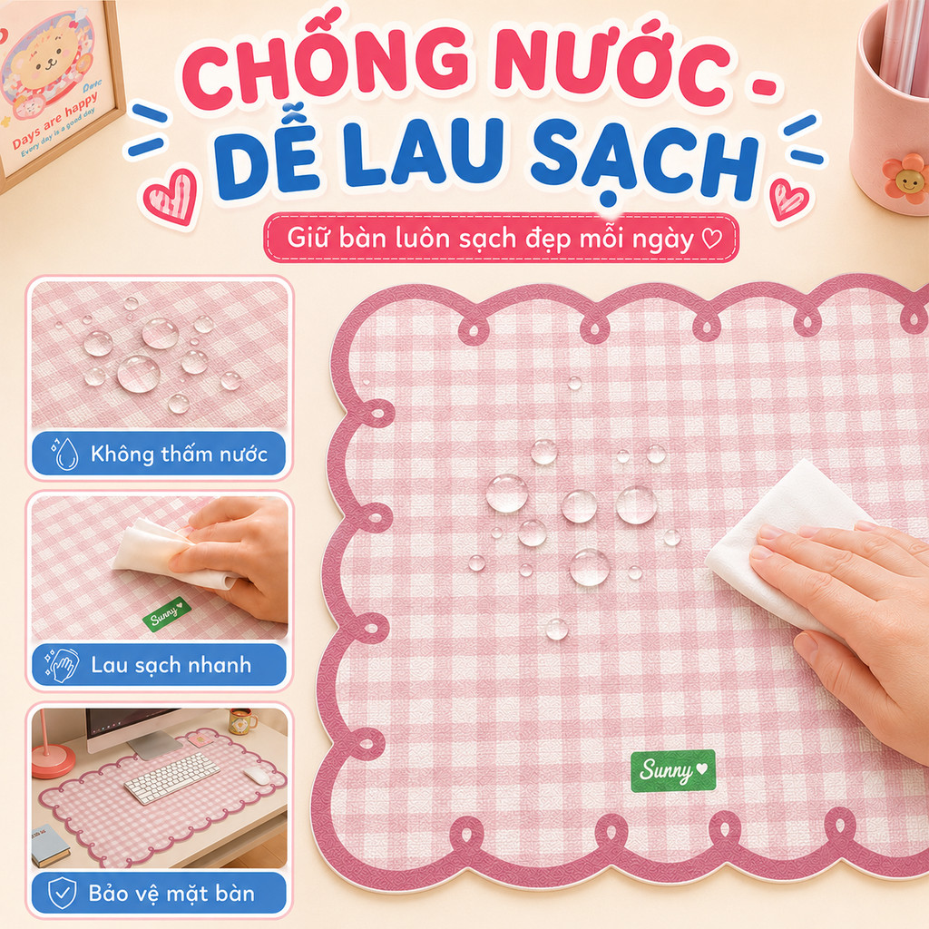 thảm trải bàn làm việc chống nước miếng lót chuột cỡ lớn da hai mặt cao cấp 1.5mm chống ồn ký túc xá học sinh sinh viên 35x80cm