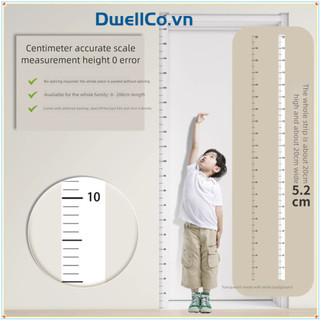 Nhãn dán đo chiều cao DWELLCO, Biểu đồ tăng trưởng tự dính có thể tháo rời, Băng đo chiều cao 2M trong suốt chống thấm nước cho bé