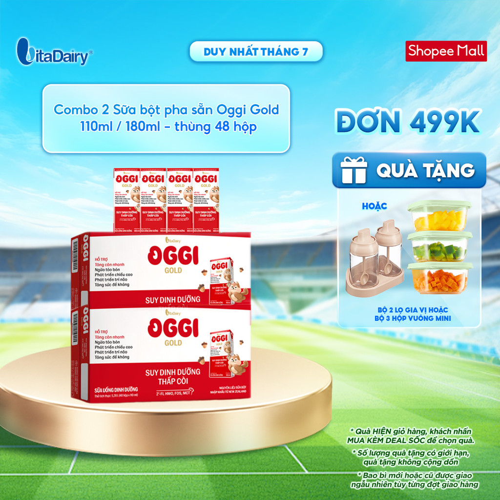 [COMBO 2 THÙNG 48 HỘP] Sữa uống dinh dưỡng Oggi Gold giúp bé suy dinh dưỡng, thấp còi - Hộp 110ml/180ml