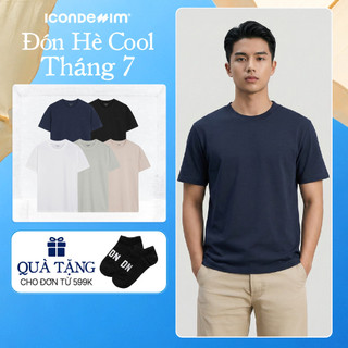 Áo Thun Unisex Cotton Cổ Tròn ICONDENIM Form Suông Basic Tee. Co Giãn 4 Chiều ATID0122