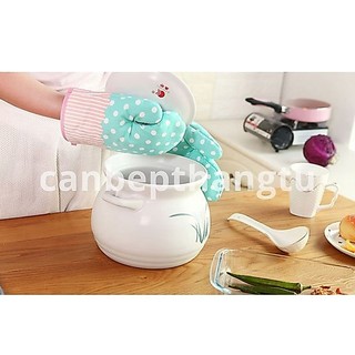 Găng tay lò nướng làm bếp vãi cotton mềm mịn chịu nhiệt tốt chống trượt 26x17cm GTB01