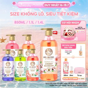 Sữa Tắm PURITÉ Hoa Anh Đào/Hoa Hồng/Hoa Oải Hương/Hoa Mẫu Đơn/Tinh Dầu Thơm 850ML/ 1.1L/ 1.4L