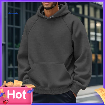 Áo hoodie dày SPVPZ dành cho nam Thiết kế đơn giản Áo hoodie nam màu trơn Áo hoodie có túi phía trước lớn Áo chui đầu dày ấm áp cho mùa thu đông cho đông nam