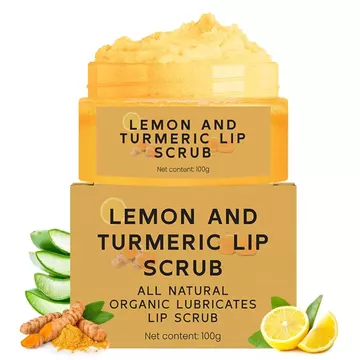 Kem tẩy tế bào chết môi chanh nghệ, tẩy tế bào chết môi nghệ với Aloe Vera Gentle Tẩy tế bào chết môi tự nhiên cho khô, nứt nẻ, giảm nếp nhăn 100g