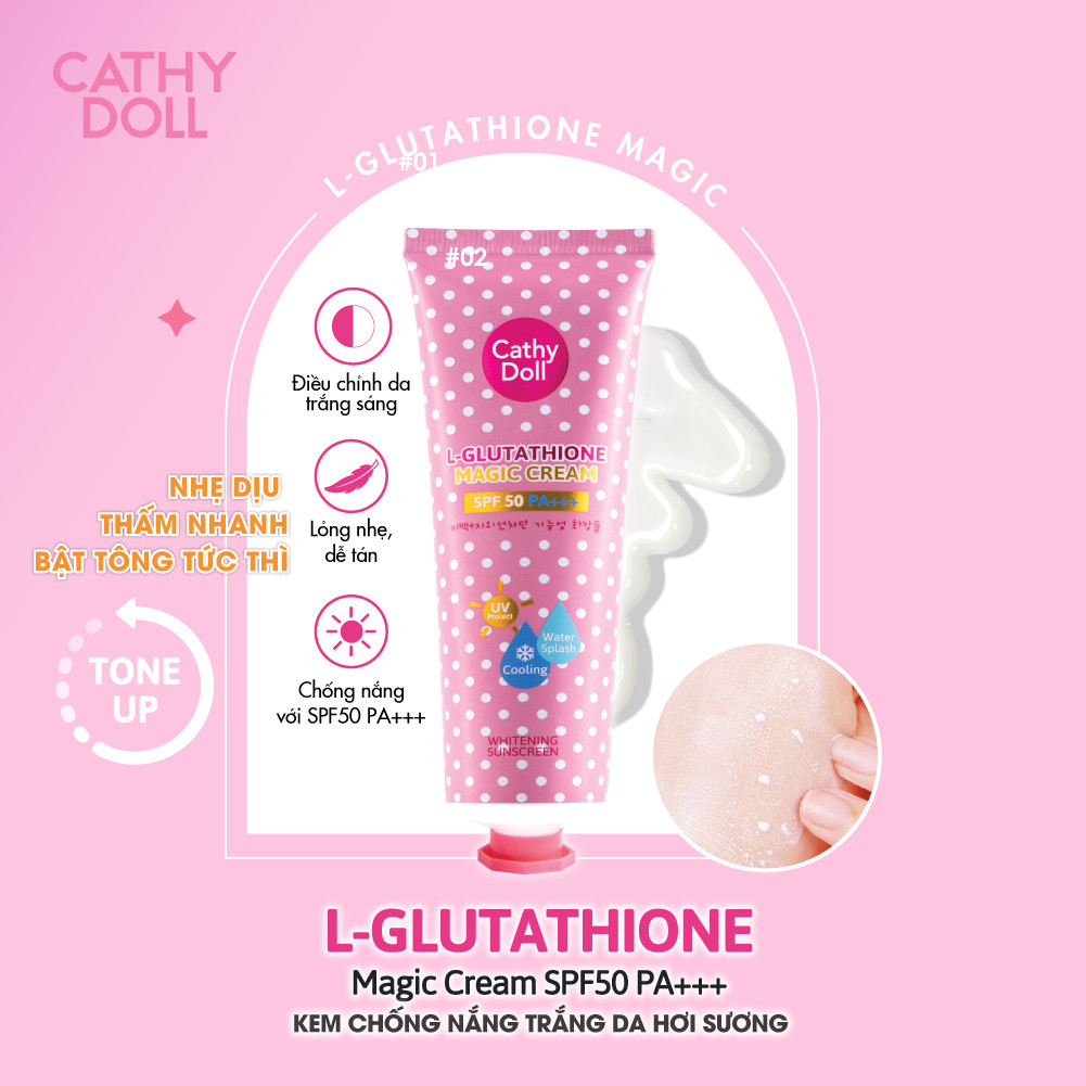 Kem Chống Nắng Hỗ Trợ Dưỡng Trắng Và Bảo Vệ Da L-Glutathione Magic Cream Spf 50 Pa+++ 138 ml