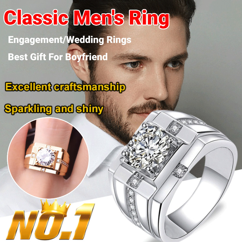 【Cao Cấp】Nhẫn Thời Trang Cổ Điển / Nhẫn Kim Cương / Nhẫn Kim Cương Nam / Đính Hôn / Cưới Nam / Thời Trang Nam / Đẹp