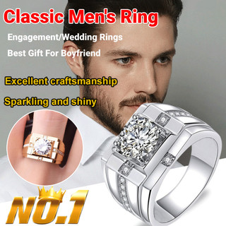 【Cao Cấp】Nhẫn Thời Trang Cổ Điển / Nhẫn Kim Cương / Nhẫn Kim Cương Nam / Đính Hôn / Cưới Nam / Thời Trang Nam / Đẹp