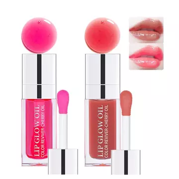 Dầu dưỡng ẩm 2 màu dưỡng ẩm Lip Glow Oil, dưỡng ẩm Son bóng trong suốt Son bóng Son bóng Sơn lót Lip Tint để chăm sóc môi và môi khô (012 # + 015 #)